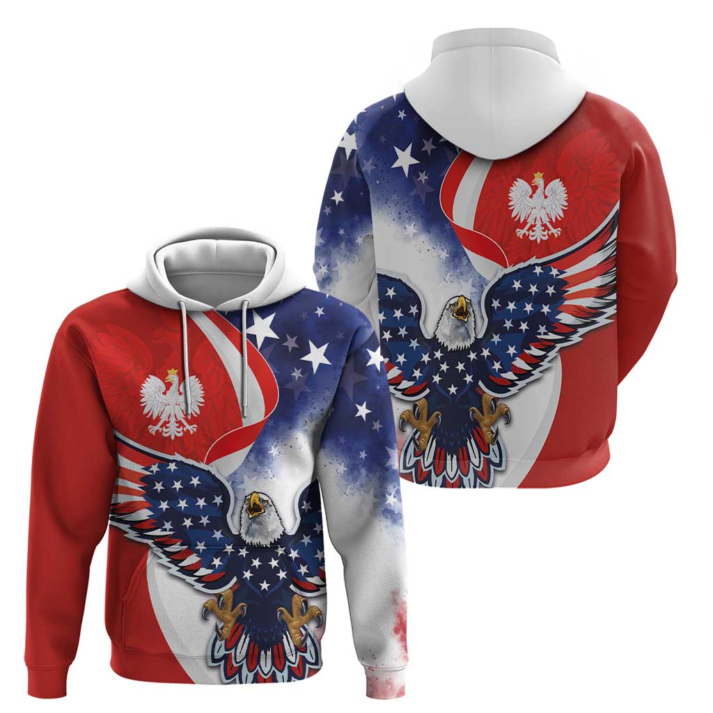 Polish American Heritage Month Hoodie USA Eagle and Poland Eagle with National Flag LT03
