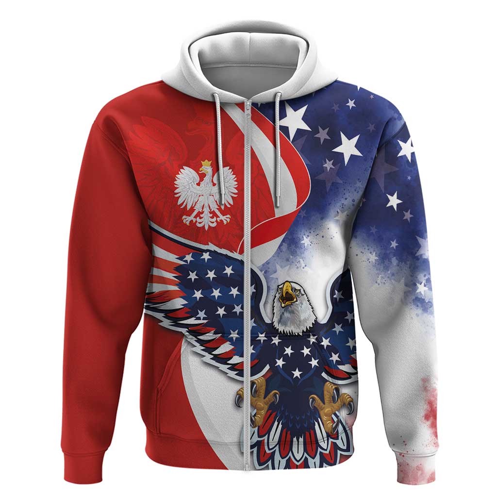 Polish American Heritage Month Hoodie USA Eagle and Poland Eagle with National Flag LT03