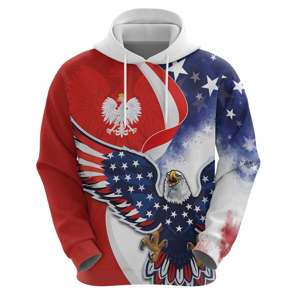 Polish American Heritage Month Hoodie USA Eagle and Poland Eagle with National Flag LT03