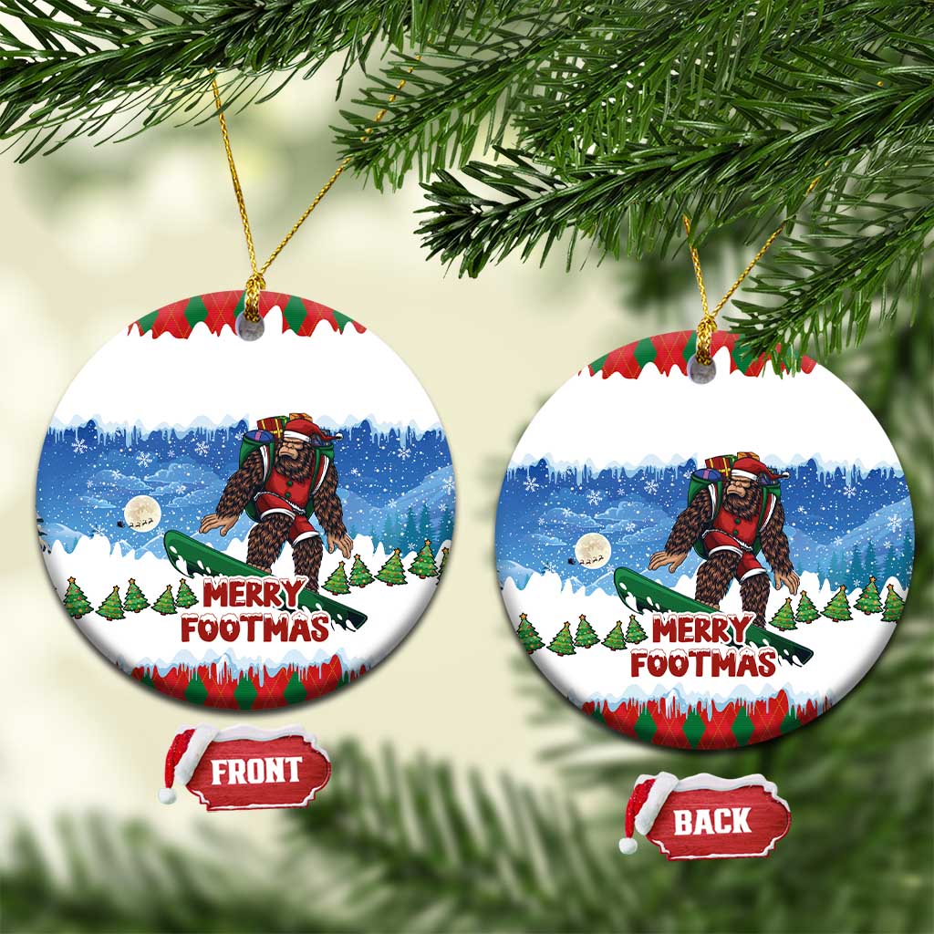 Christmas Bigfoot Ride Snowboard Ceramic Ornament Merry Footmas Xmas Style LT03
