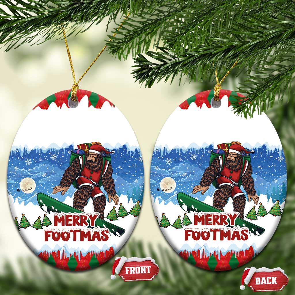 Christmas Bigfoot Ride Snowboard Ceramic Ornament Merry Footmas Xmas Style LT03