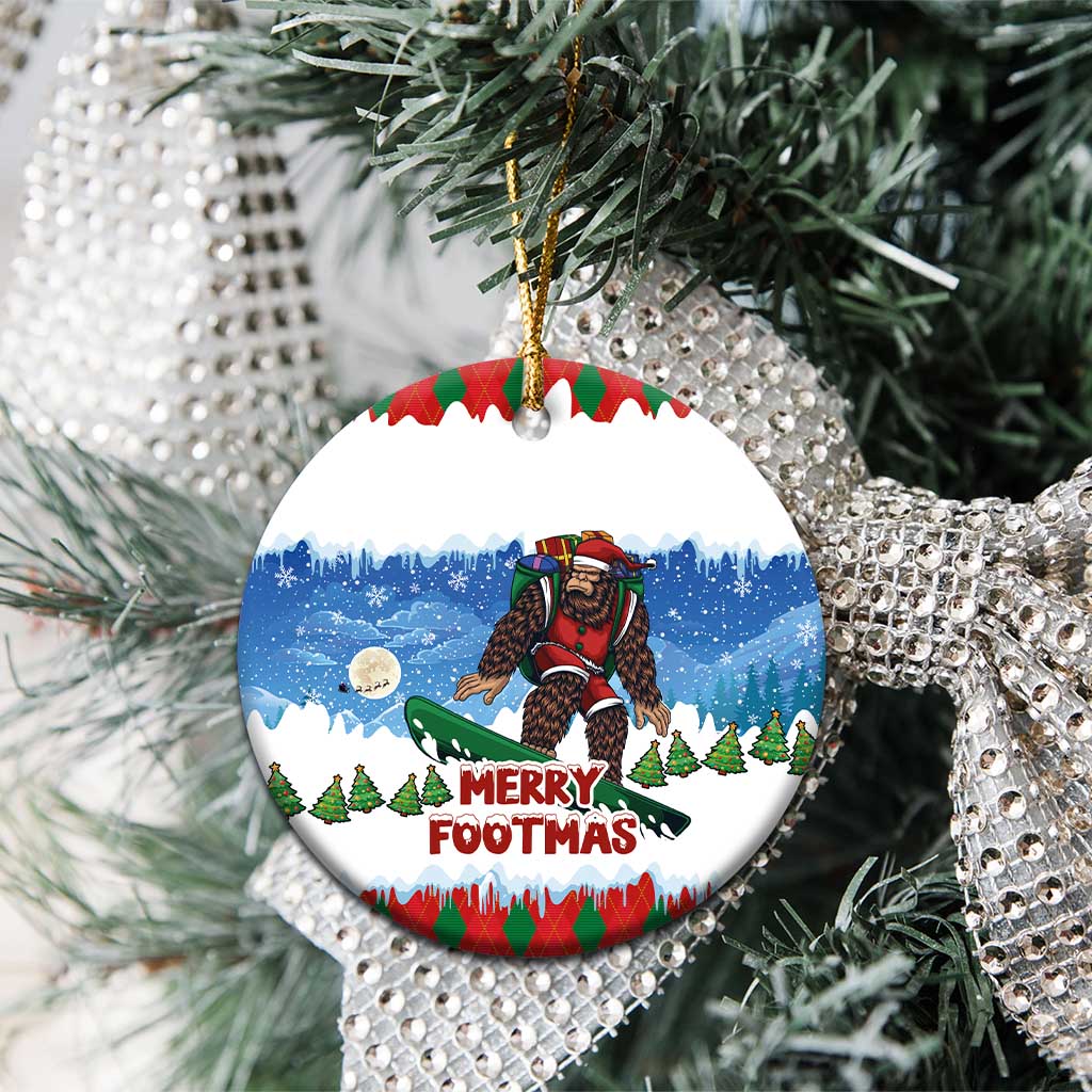Christmas Bigfoot Ride Snowboard Ceramic Ornament Merry Footmas Xmas Style LT03