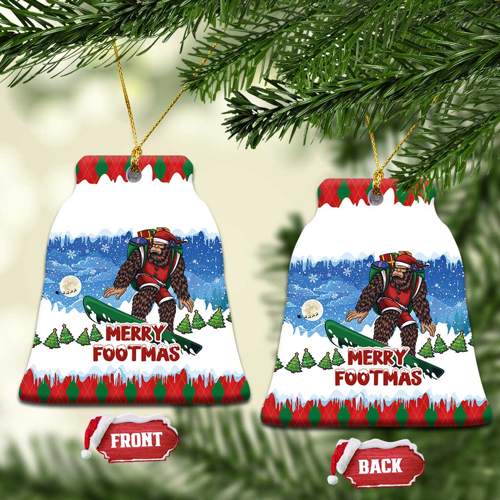 Christmas Bigfoot Ride Snowboard Ceramic Ornament Merry Footmas Xmas Style LT03