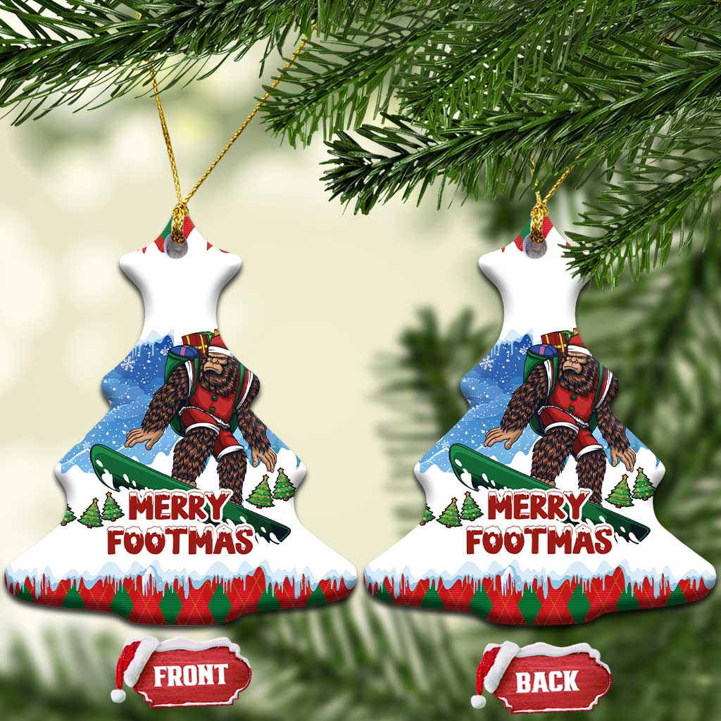 Christmas Bigfoot Ride Snowboard Ceramic Ornament Merry Footmas Xmas Style LT03