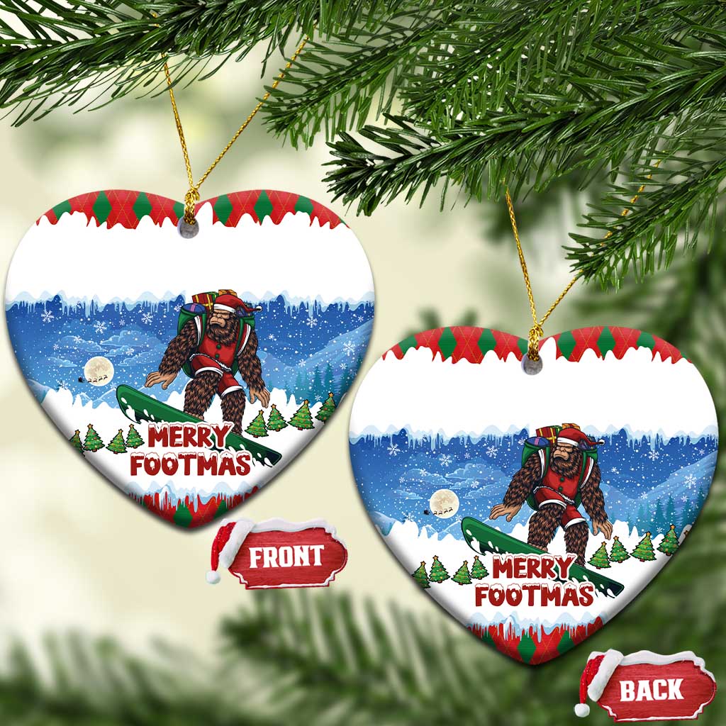 Christmas Bigfoot Ride Snowboard Ceramic Ornament Merry Footmas Xmas Style LT03