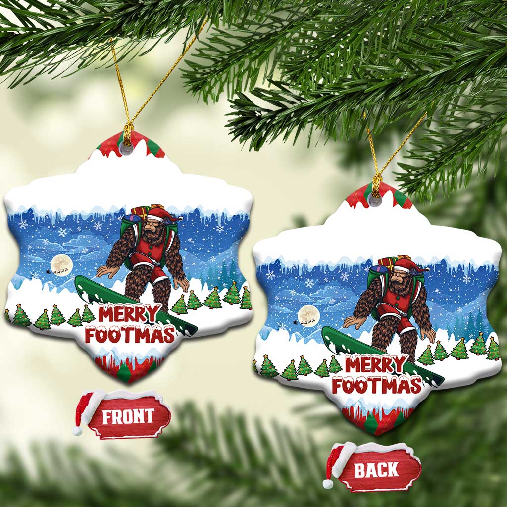 Christmas Bigfoot Ride Snowboard Ceramic Ornament Merry Footmas Xmas Style LT03