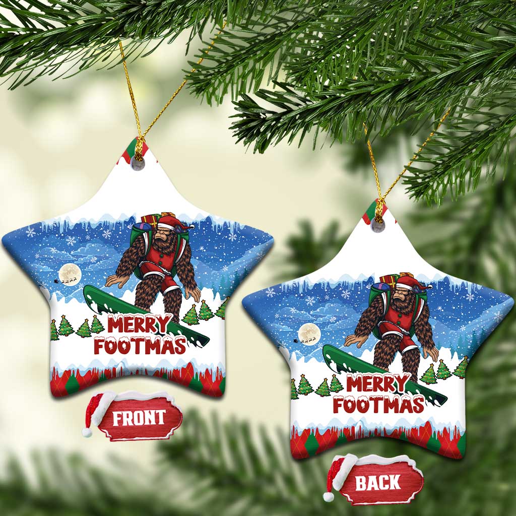 Christmas Bigfoot Ride Snowboard Ceramic Ornament Merry Footmas Xmas Style LT03