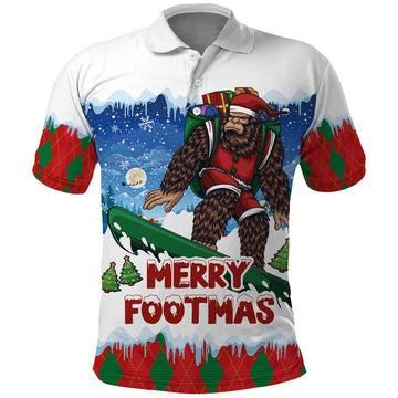 Christmas Bigfoot Ride Snowboard Polo Shirt Merry Footmas Xmas Style LT03
