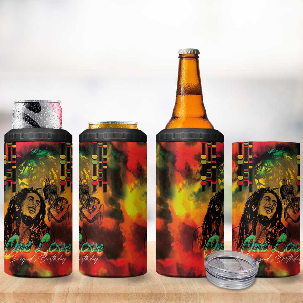 Afro-Jamaican Reggae Legend's Birthday 4 in 1 Can Cooler Tumbler One Love Jamaica LT03