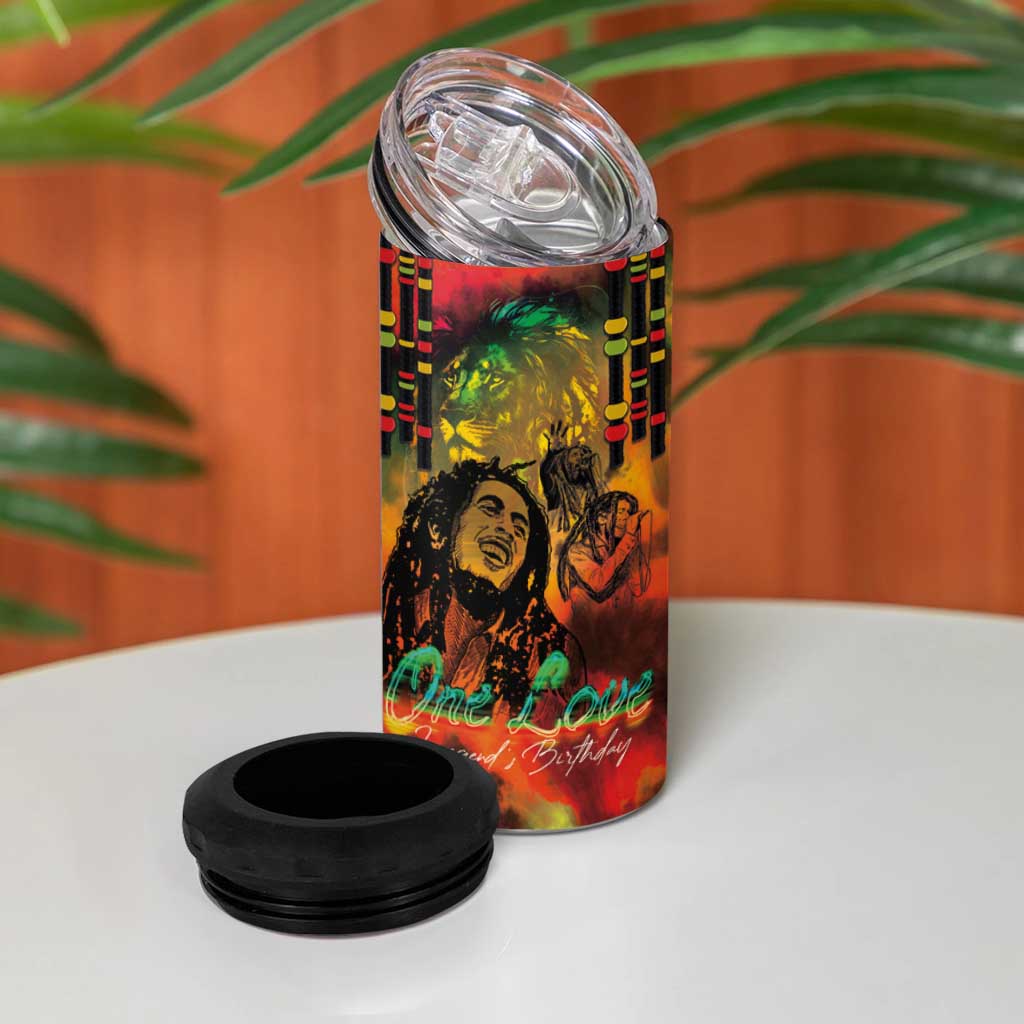 Afro-Jamaican Reggae Legend's Birthday 4 in 1 Can Cooler Tumbler One Love Jamaica LT03