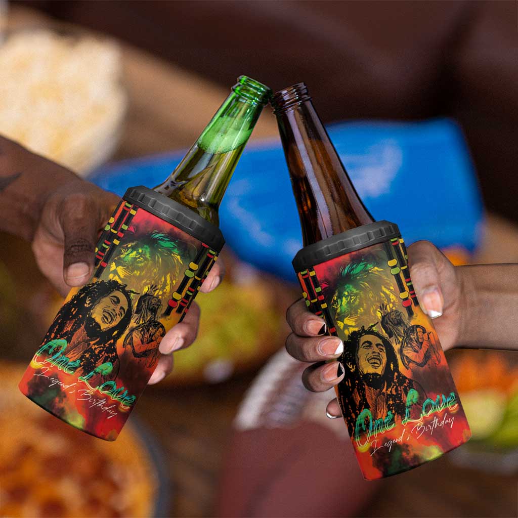 Afro-Jamaican Reggae Legend's Birthday 4 in 1 Can Cooler Tumbler One Love Jamaica LT03