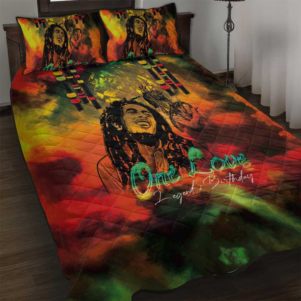 Afro-Jamaican Reggae Legend's Birthday Quilt Bed Set One Love Jamaica LT03
