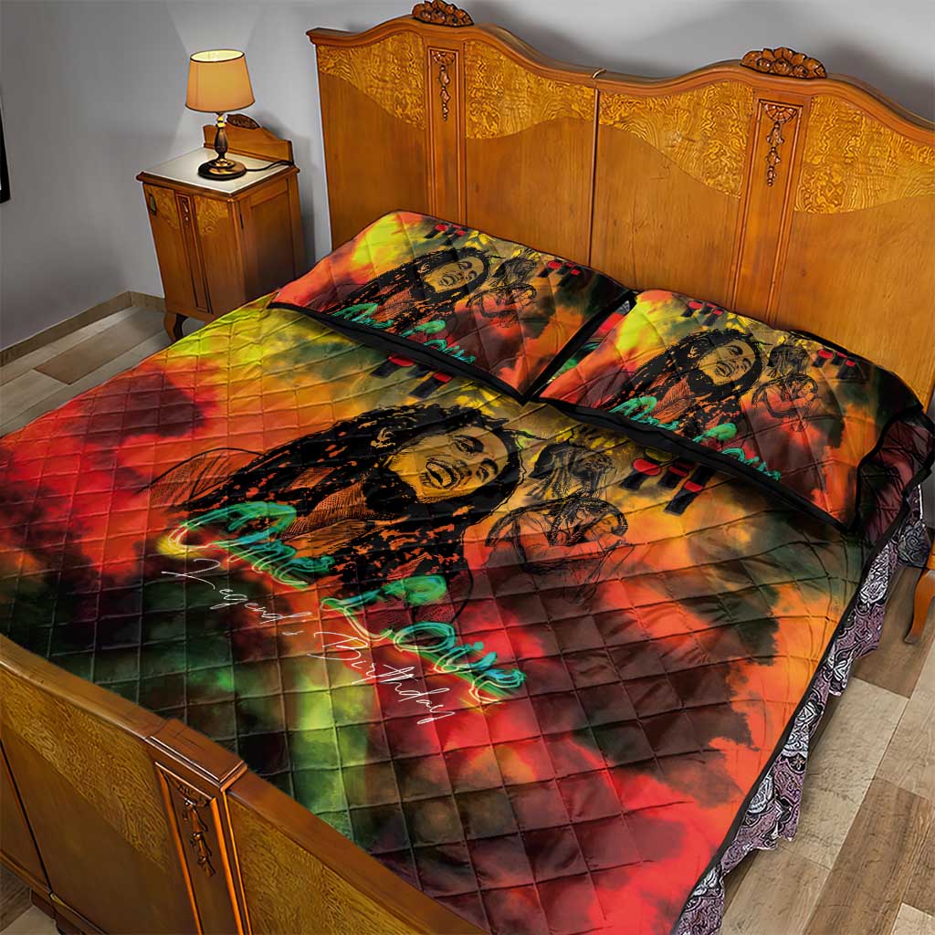 Afro-Jamaican Reggae Legend's Birthday Quilt Bed Set One Love Jamaica LT03