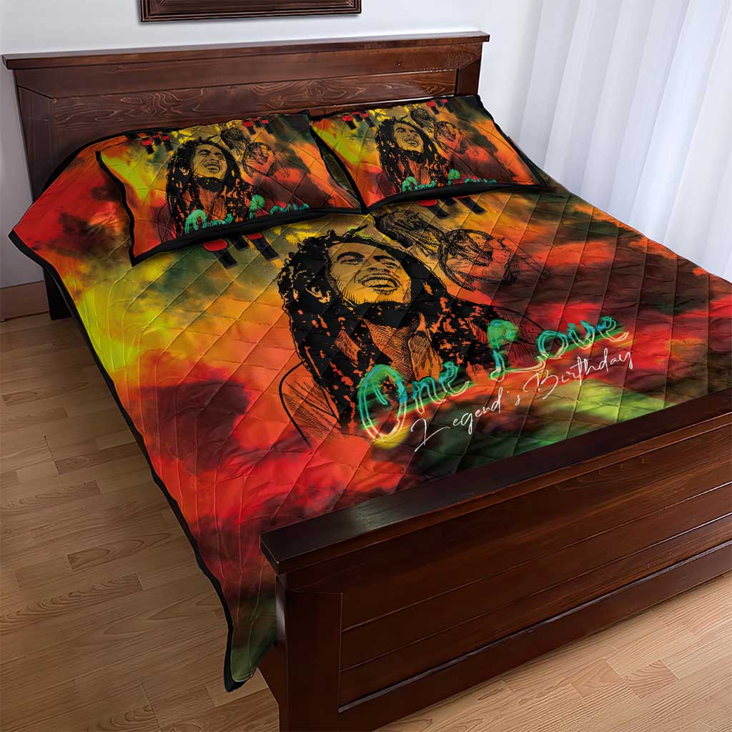 Afro-Jamaican Reggae Legend's Birthday Quilt Bed Set One Love Jamaica LT03
