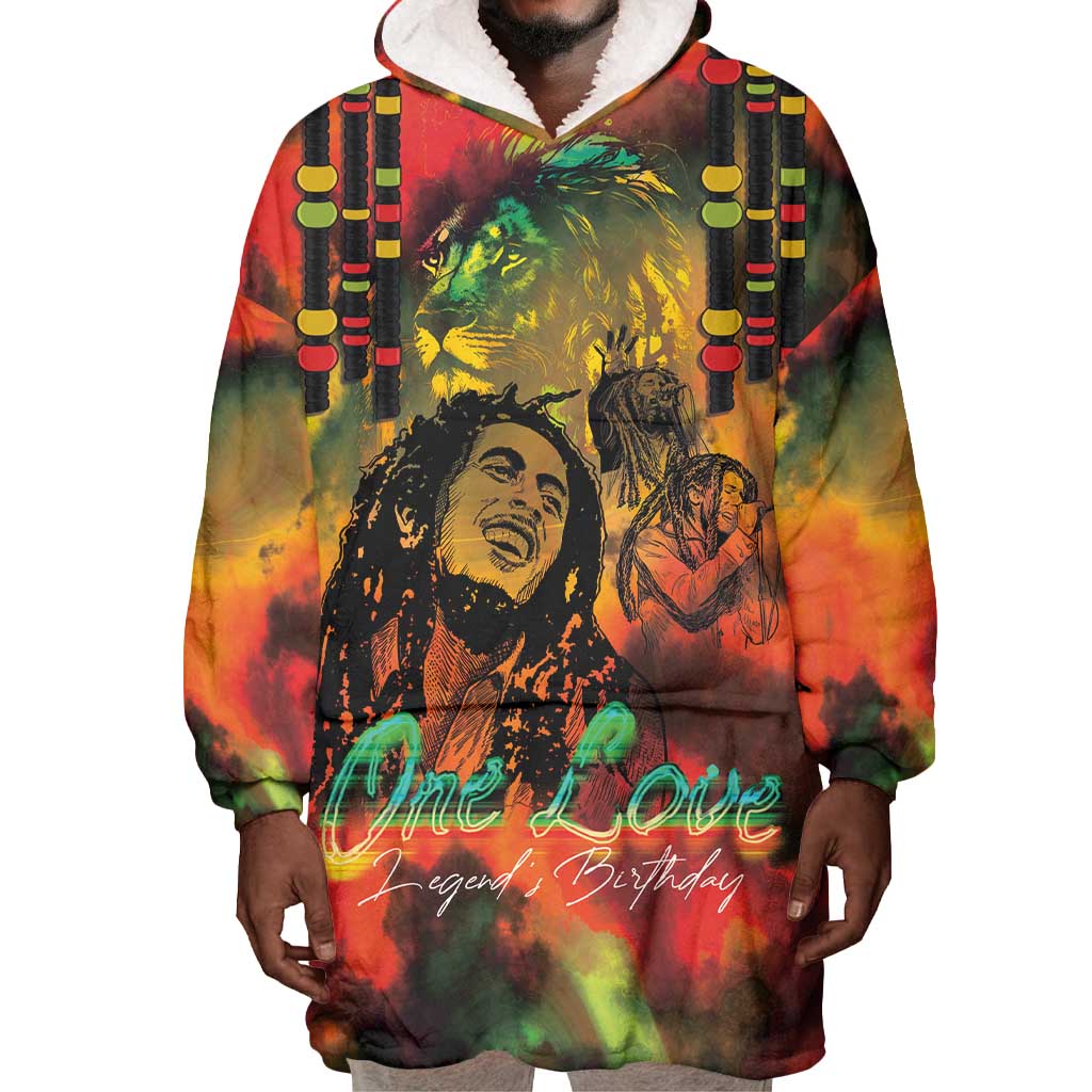Afro-Jamaican Reggae Legend's Birthday Wearable Blanket Hoodie One Love Jamaica LT03