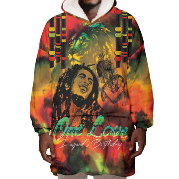 Afro-Jamaican Reggae Legend's Birthday Wearable Blanket Hoodie One Love Jamaica LT03