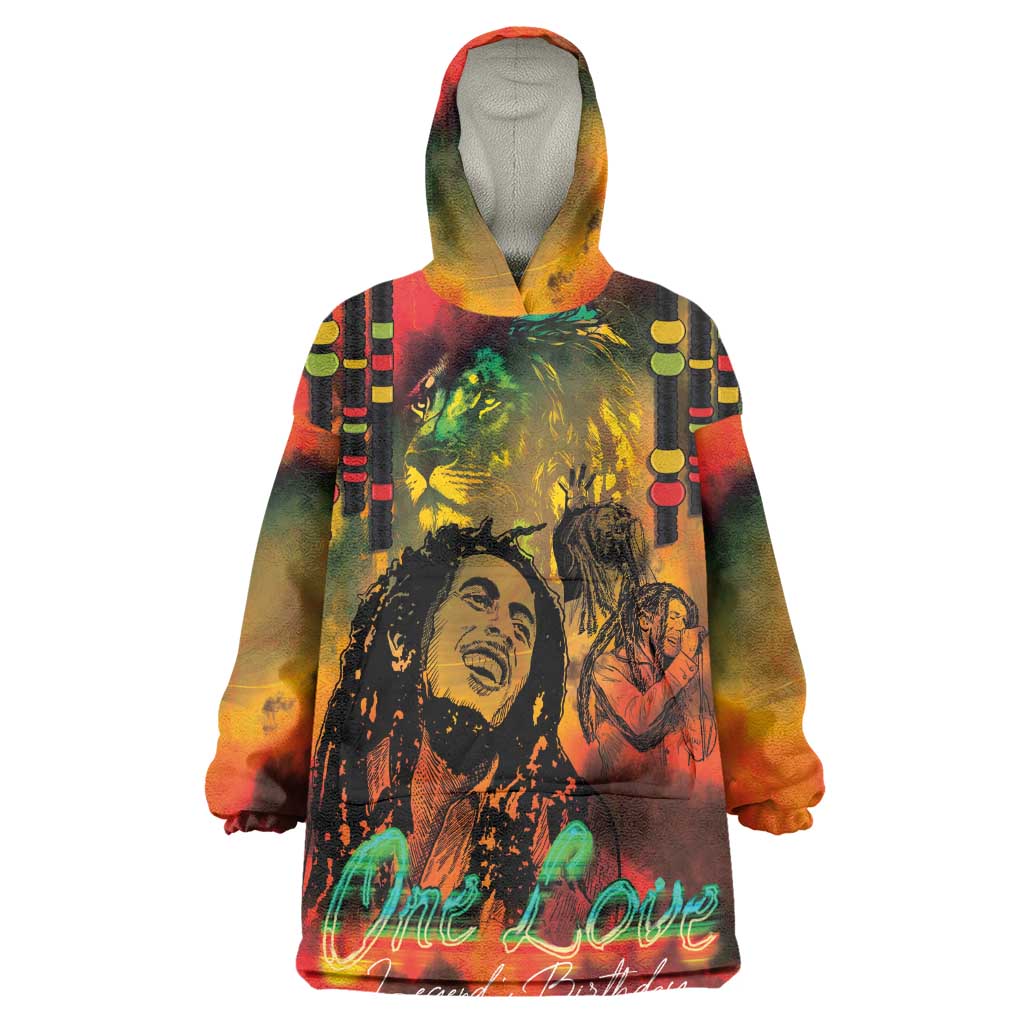 Afro-Jamaican Reggae Legend's Birthday Wearable Blanket Hoodie One Love Jamaica LT03