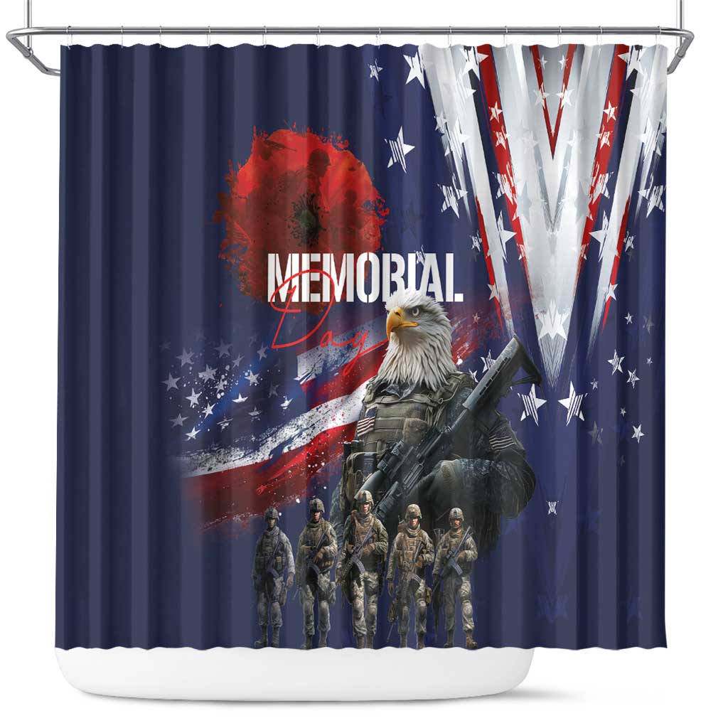 United States Memorial Day Shower Curtain Bald Eagle US Soldier-Honor and Remember The Fallen LT03