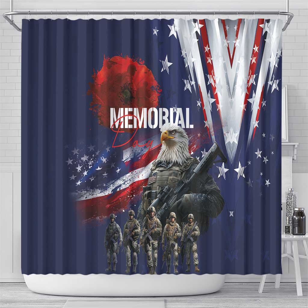 United States Memorial Day Shower Curtain Bald Eagle US Soldier-Honor and Remember The Fallen LT03