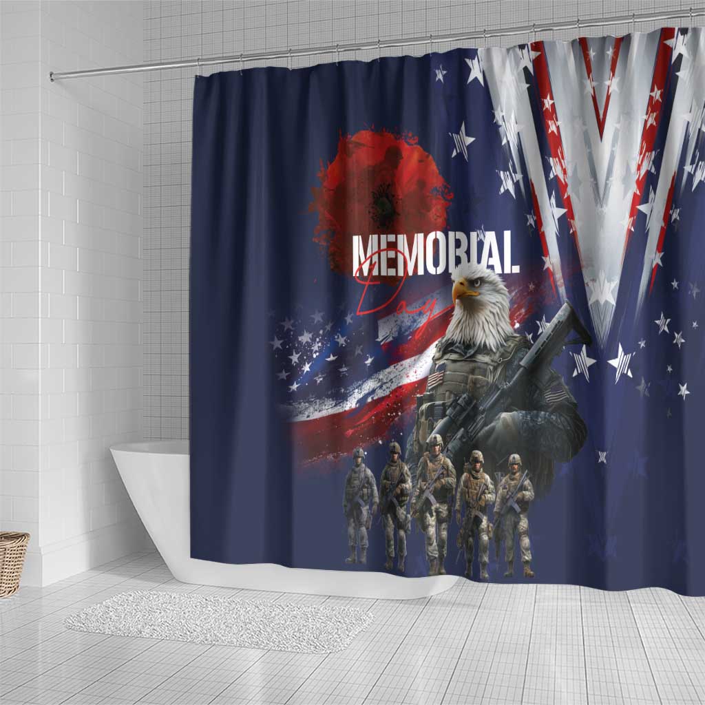 United States Memorial Day Shower Curtain Bald Eagle US Soldier-Honor and Remember The Fallen LT03