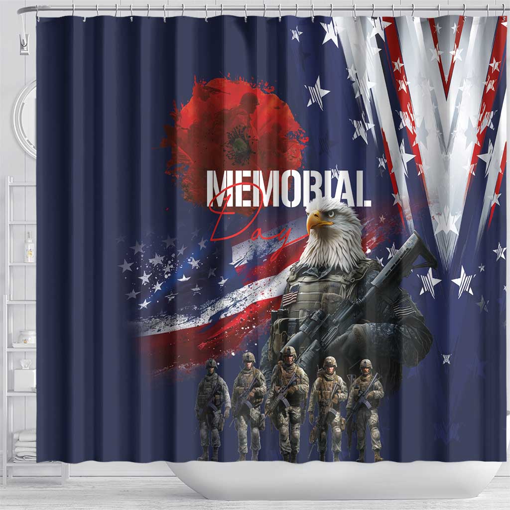 United States Memorial Day Shower Curtain Bald Eagle US Soldier-Honor and Remember The Fallen LT03