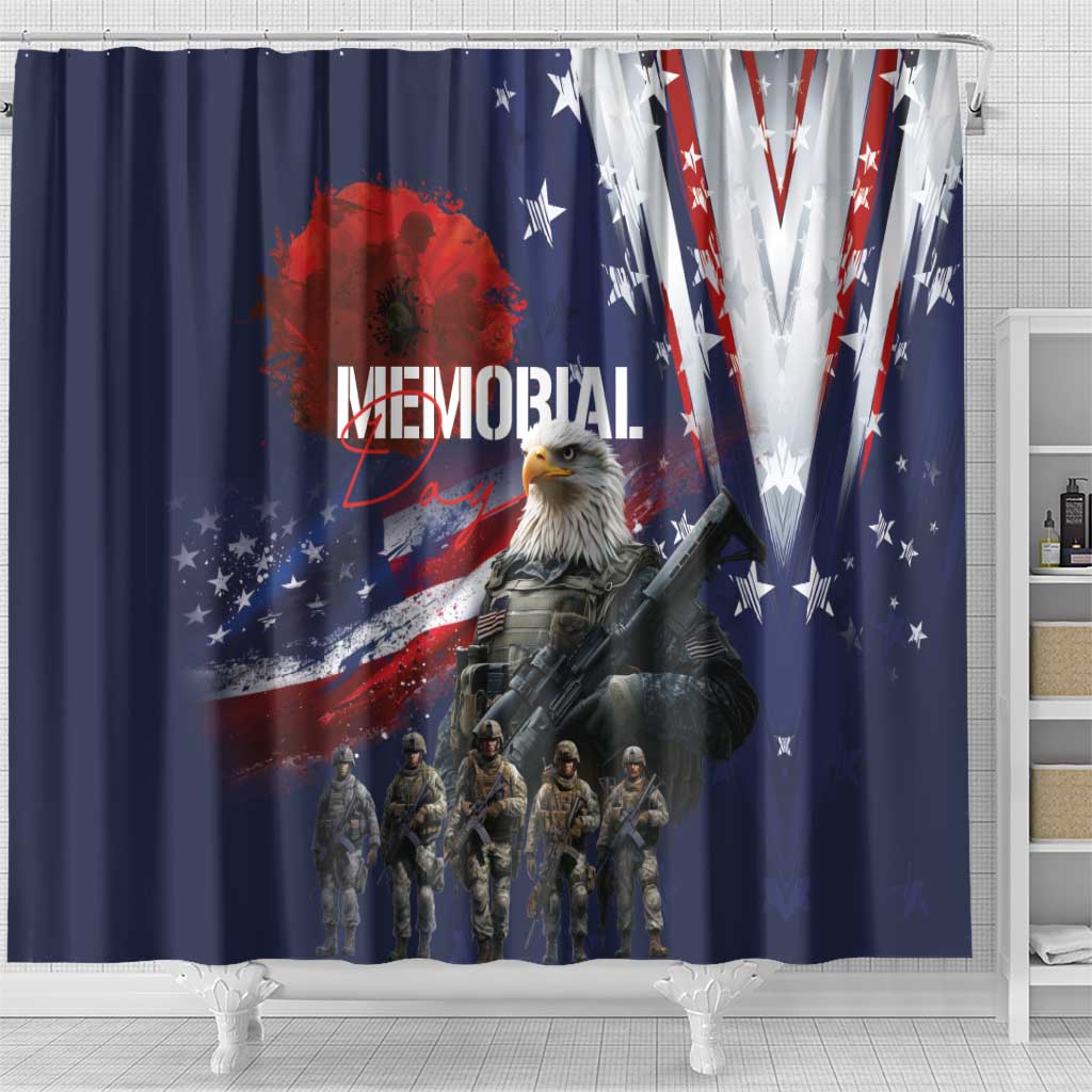 United States Memorial Day Shower Curtain Bald Eagle US Soldier-Honor and Remember The Fallen LT03