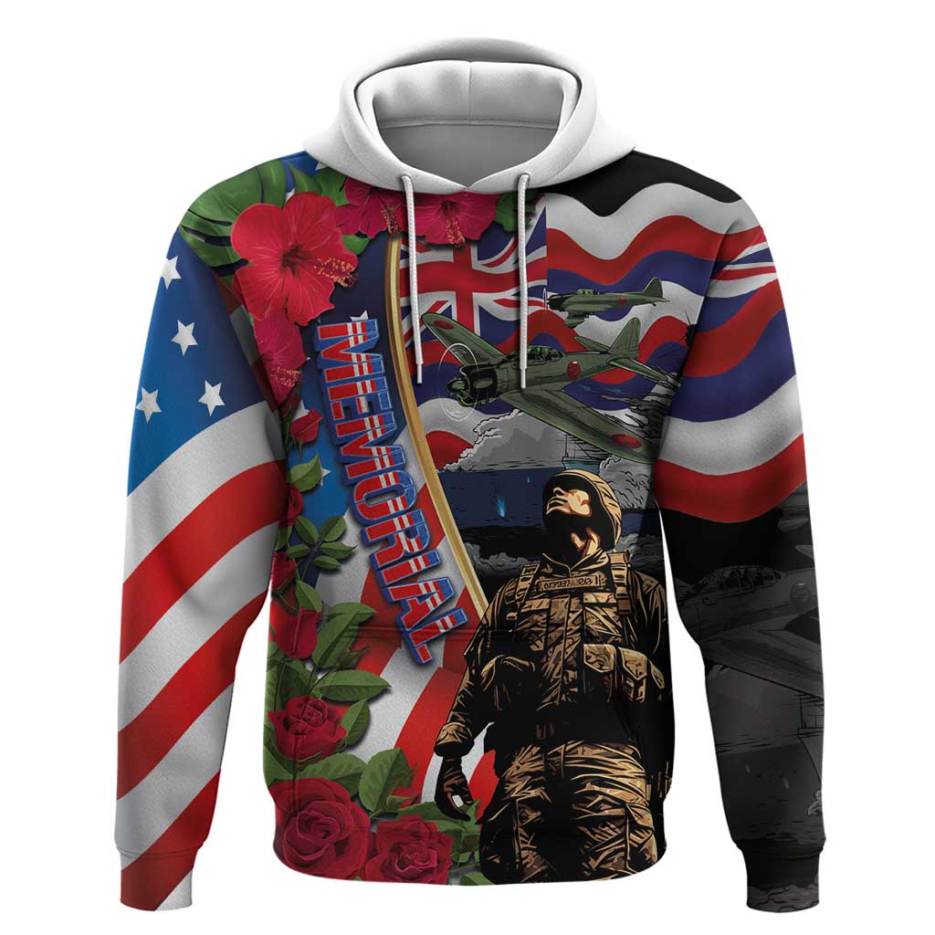 Hawaii and United States Memorial Day Hoodie Honor and Remember The Fallen LT03