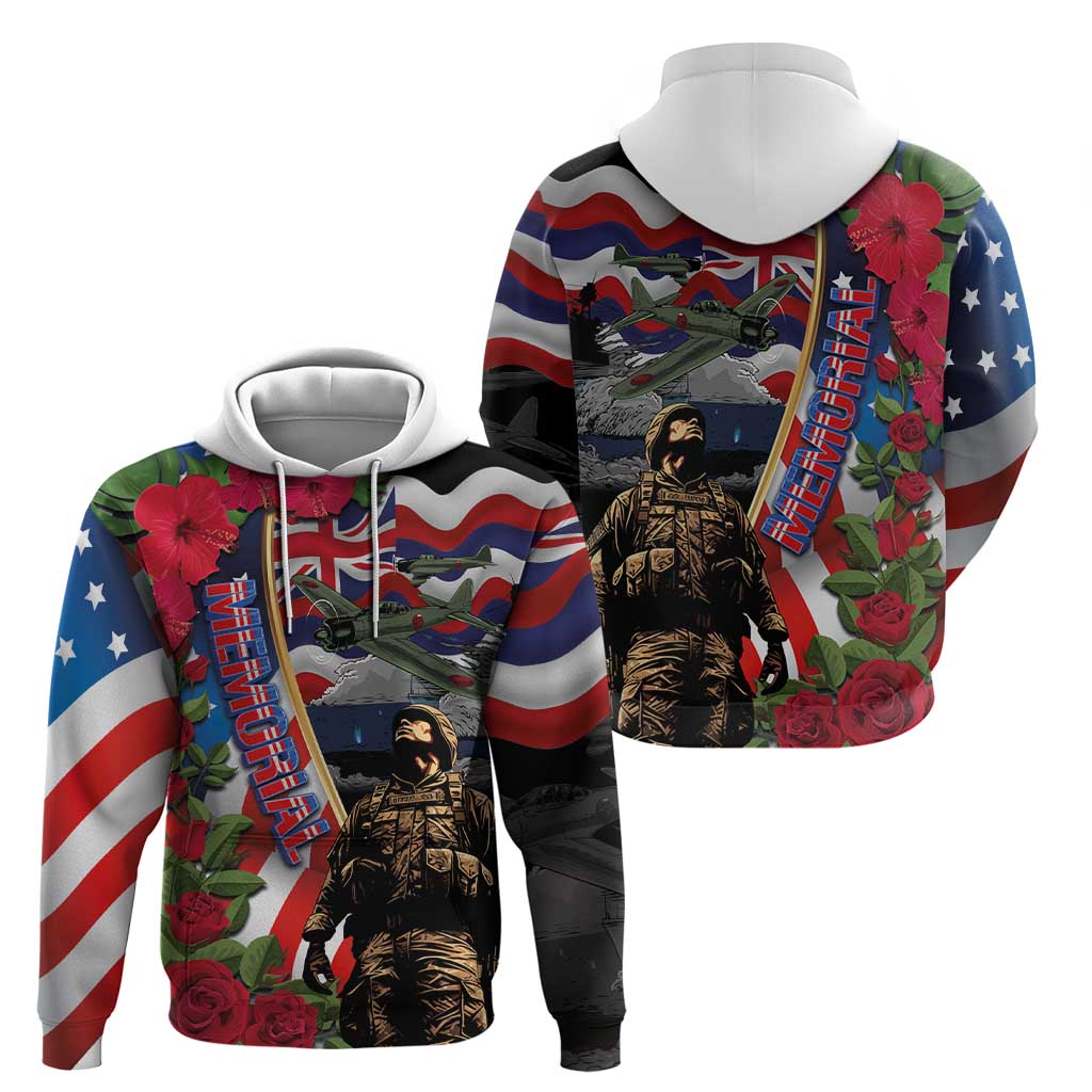 Hawaii and United States Memorial Day Hoodie Honor and Remember The Fallen LT03