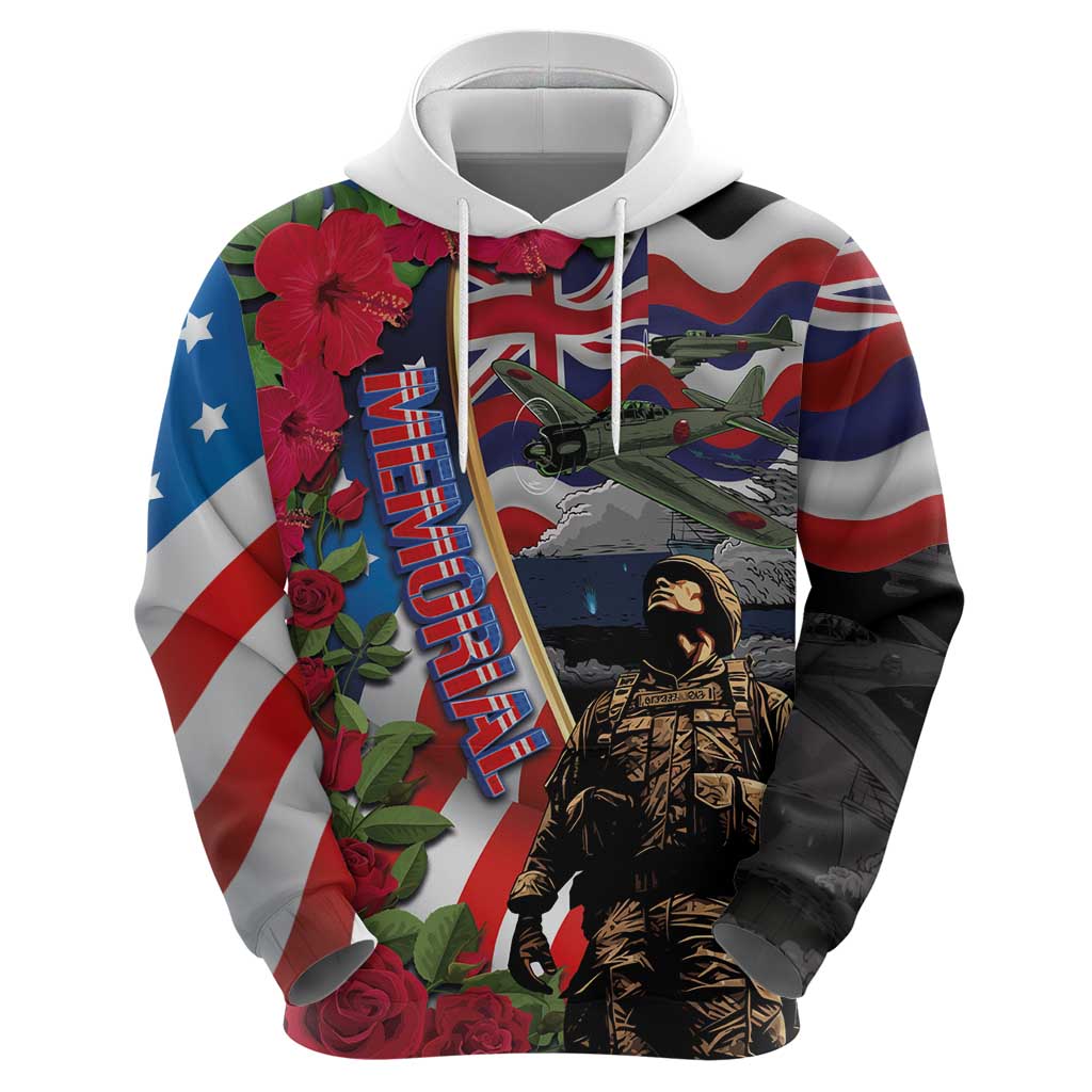 Hawaii and United States Memorial Day Hoodie Honor and Remember The Fallen LT03