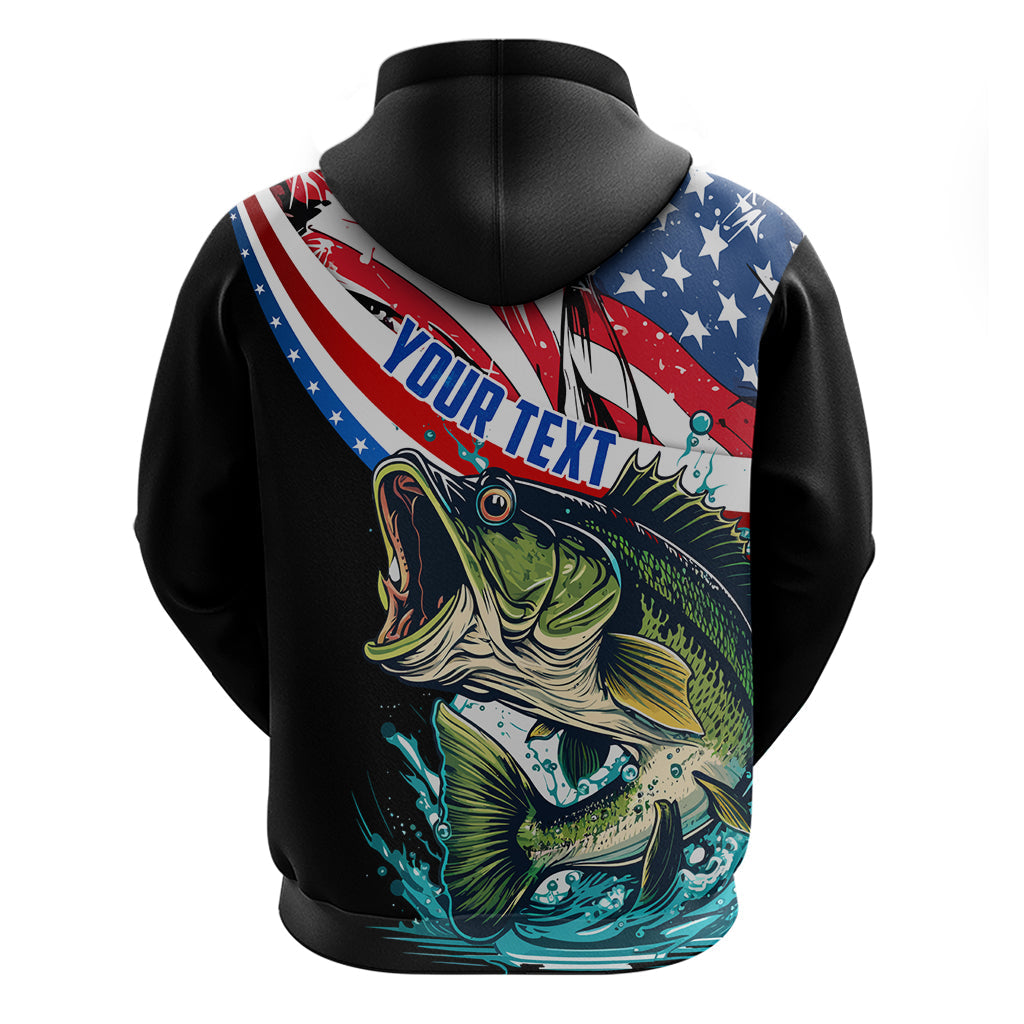 Personalized Bass Fishing Hoodie With American Flag LT03