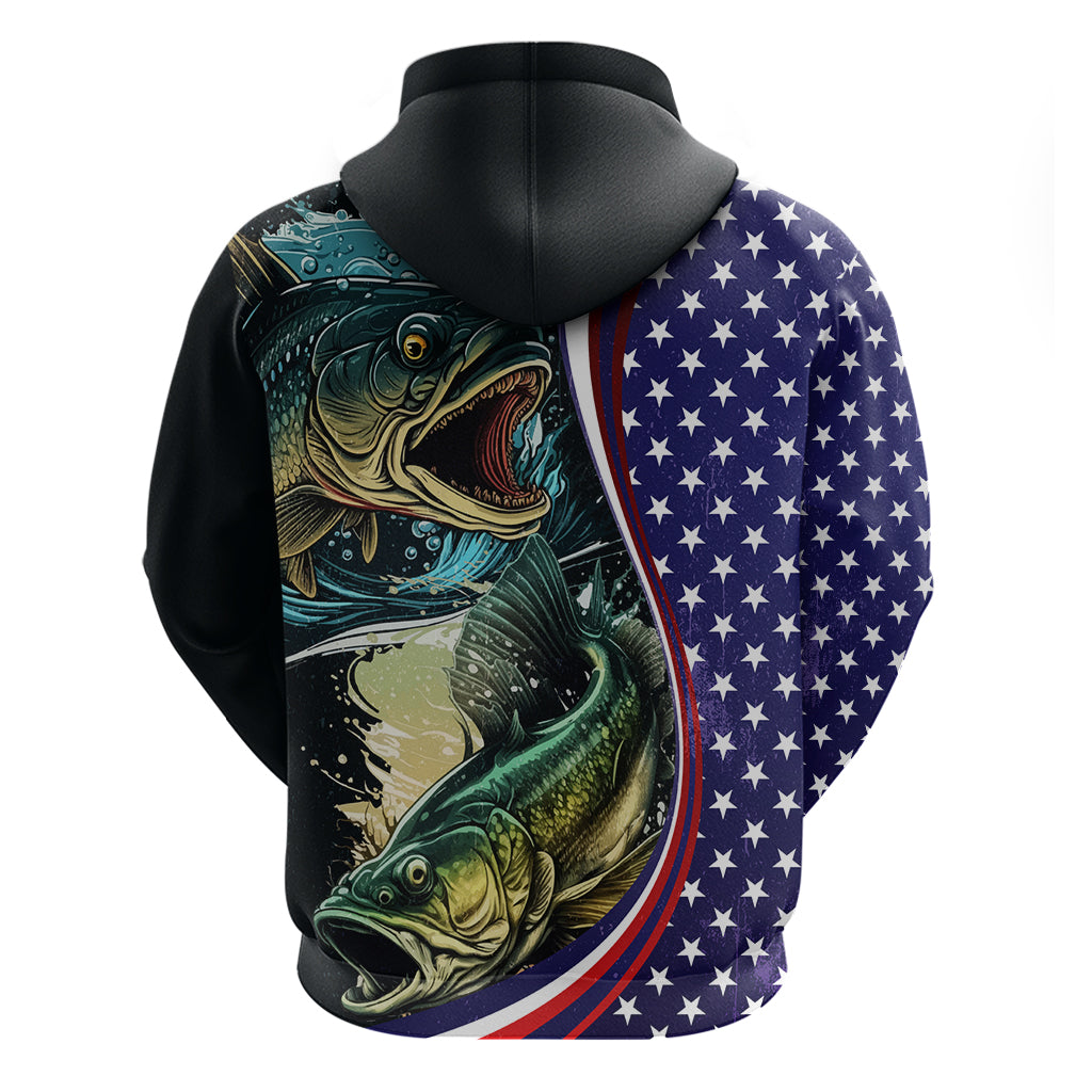 Bass Fishing Hoodie Double Largemouth Bass Old Style LT03
