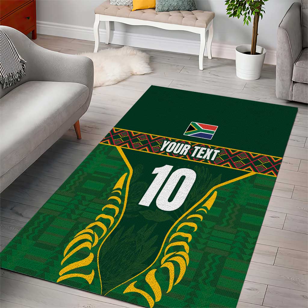 Custom South Africa Rugby Area Rug Springboks Spirit and King Protea LT03