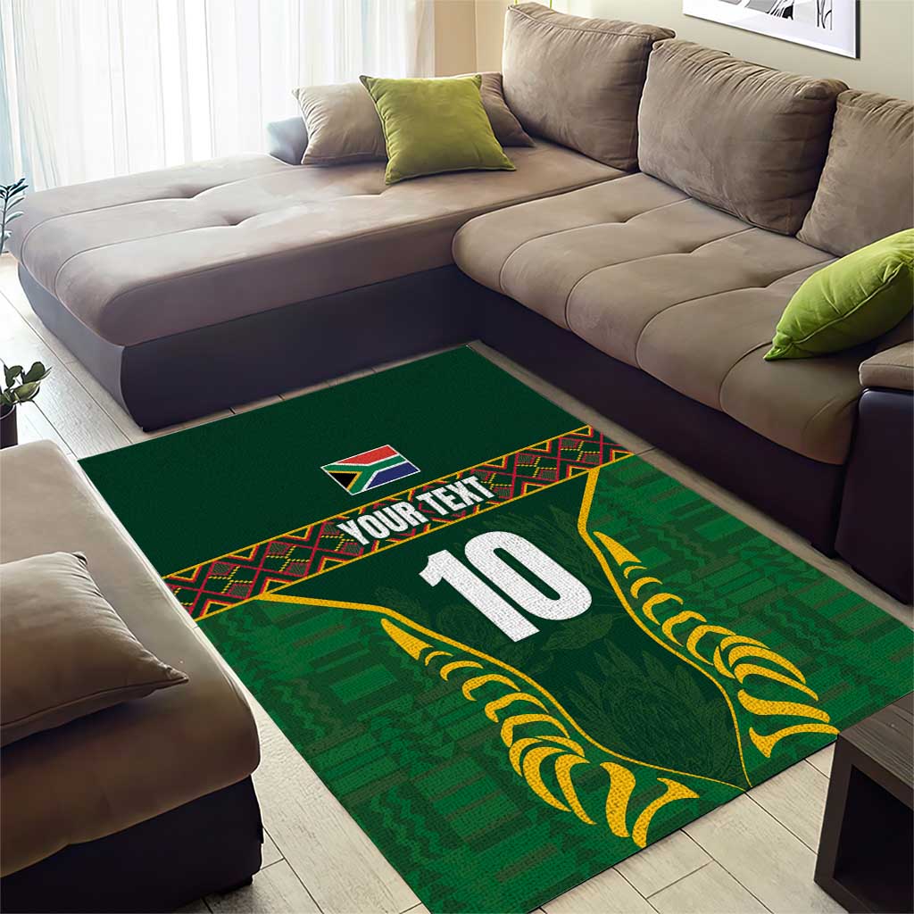 Custom South Africa Rugby Area Rug Springboks Spirit and King Protea LT03