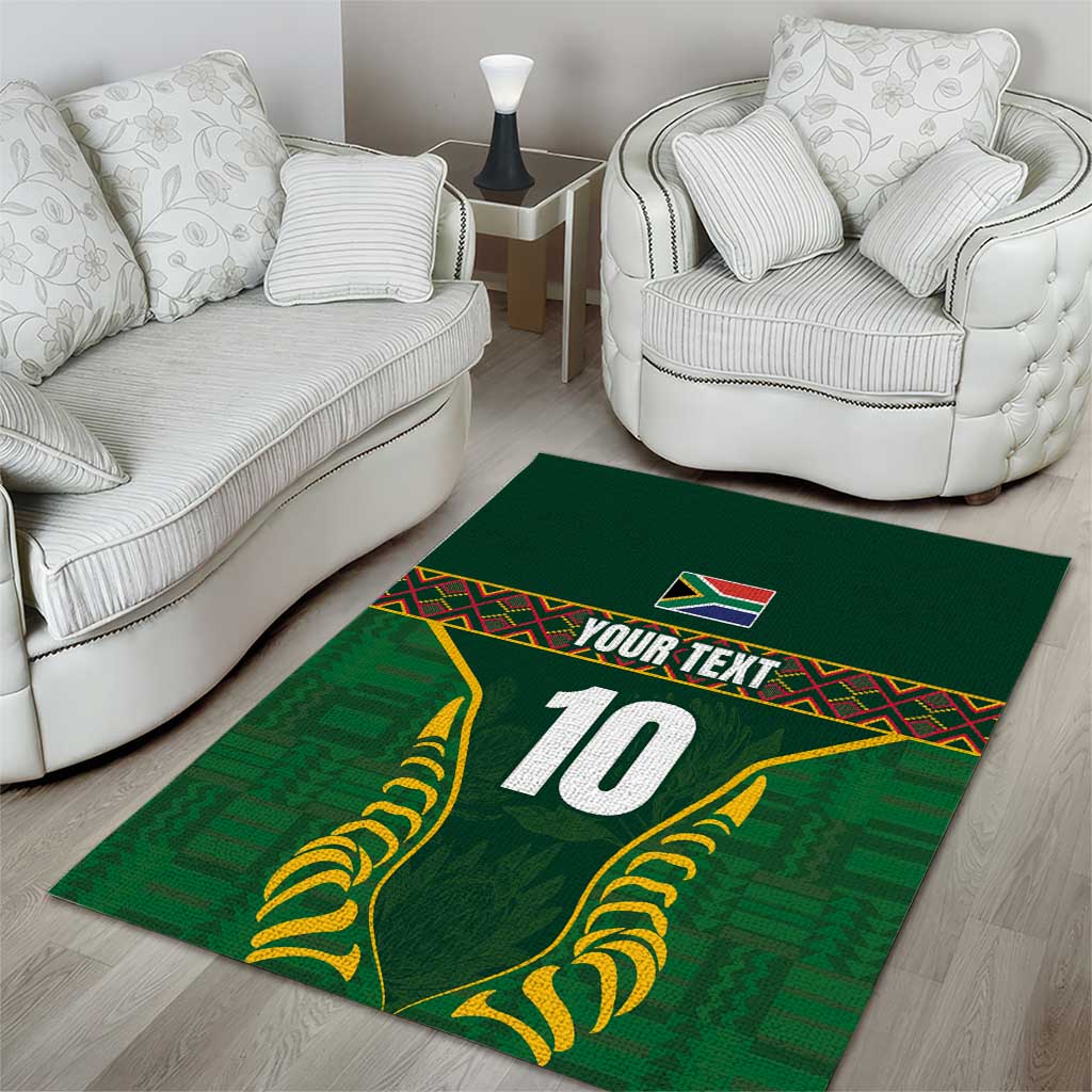 Custom South Africa Rugby Area Rug Springboks Spirit and King Protea LT03