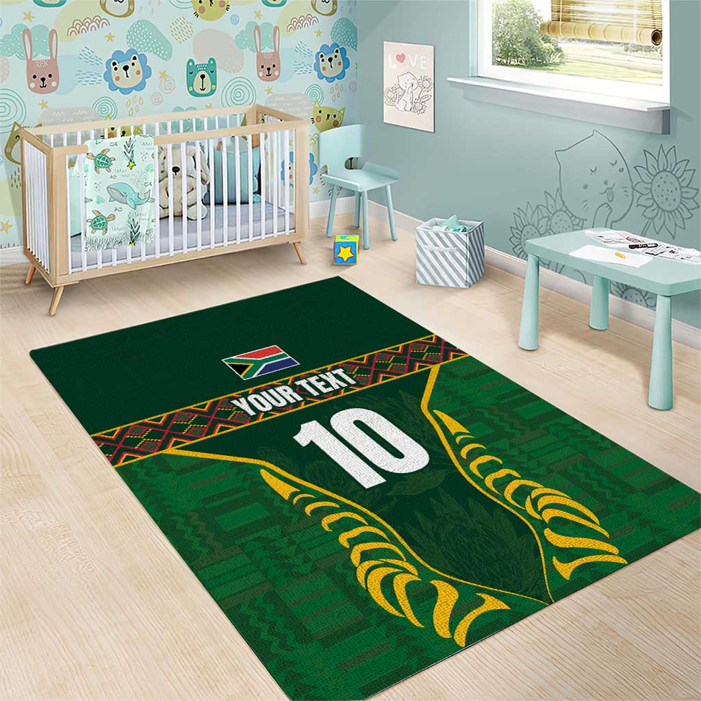 Custom South Africa Rugby Area Rug Springboks Spirit and King Protea LT03