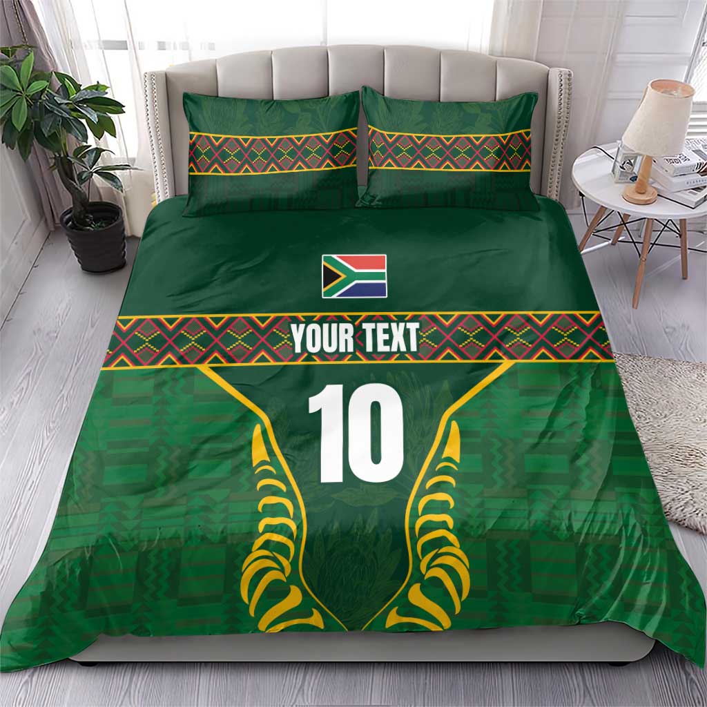 Custom South Africa Rugby Bedding Set Springboks Spirit and King Protea LT03