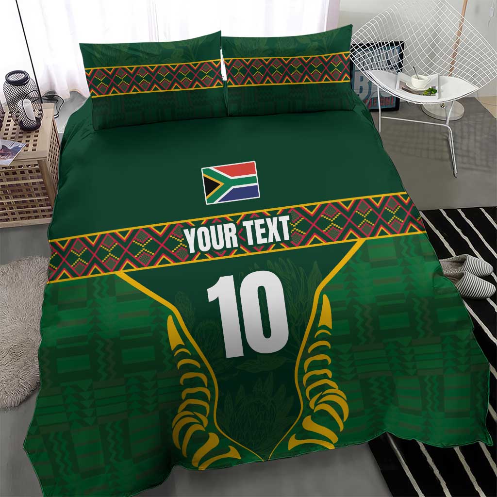 Custom South Africa Rugby Bedding Set Springboks Spirit and King Protea LT03