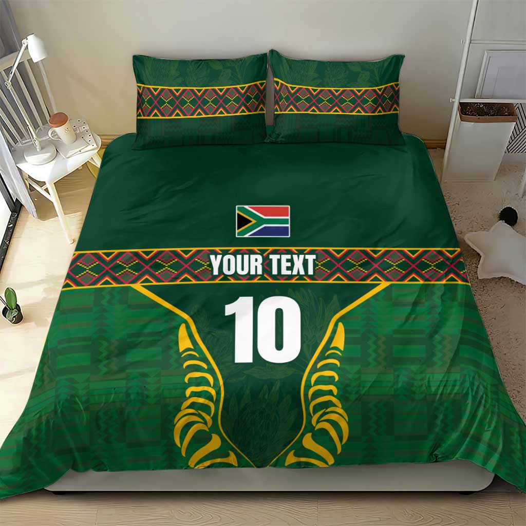 Custom South Africa Rugby Bedding Set Springboks Spirit and King Protea LT03