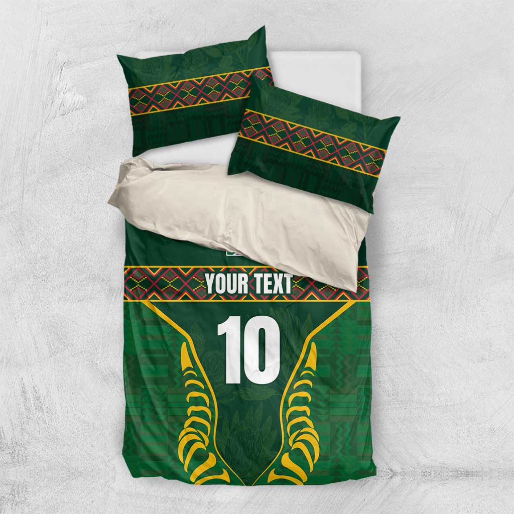 Custom South Africa Rugby Bedding Set Springboks Spirit and King Protea LT03