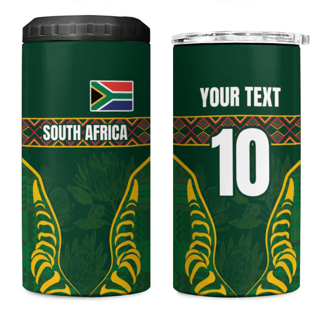 Custom South Africa Rugby 4 in 1 Can Cooler Tumbler Springboks Spirit and King Protea LT03