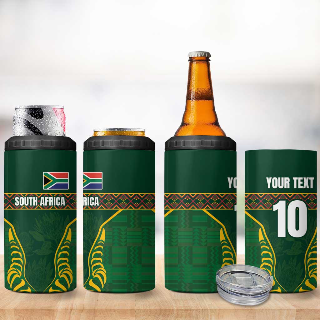 Custom South Africa Rugby 4 in 1 Can Cooler Tumbler Springboks Spirit and King Protea LT03
