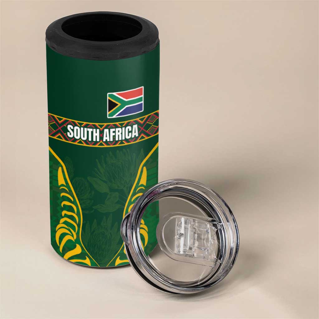 Custom South Africa Rugby 4 in 1 Can Cooler Tumbler Springboks Spirit and King Protea LT03
