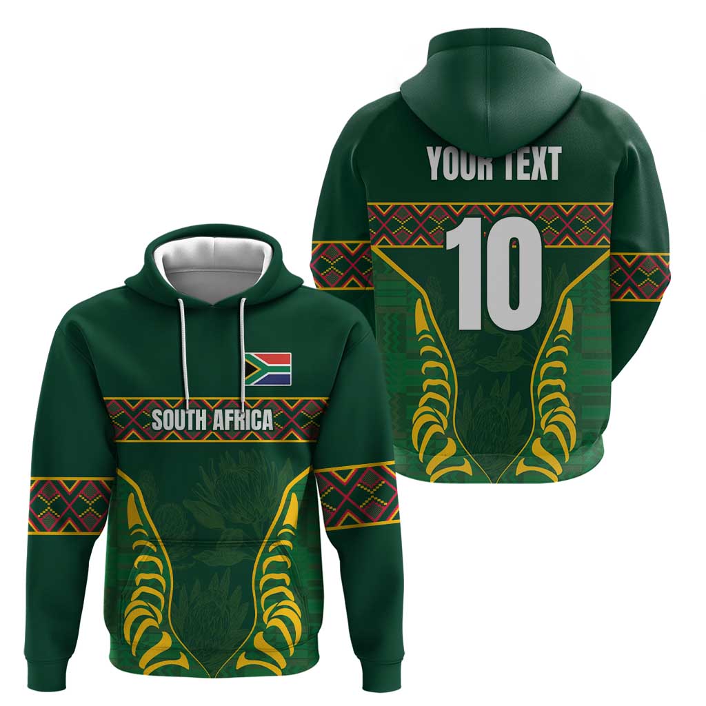 Custom South Africa Rugby Hoodie Springboks Spirit and King Protea LT03