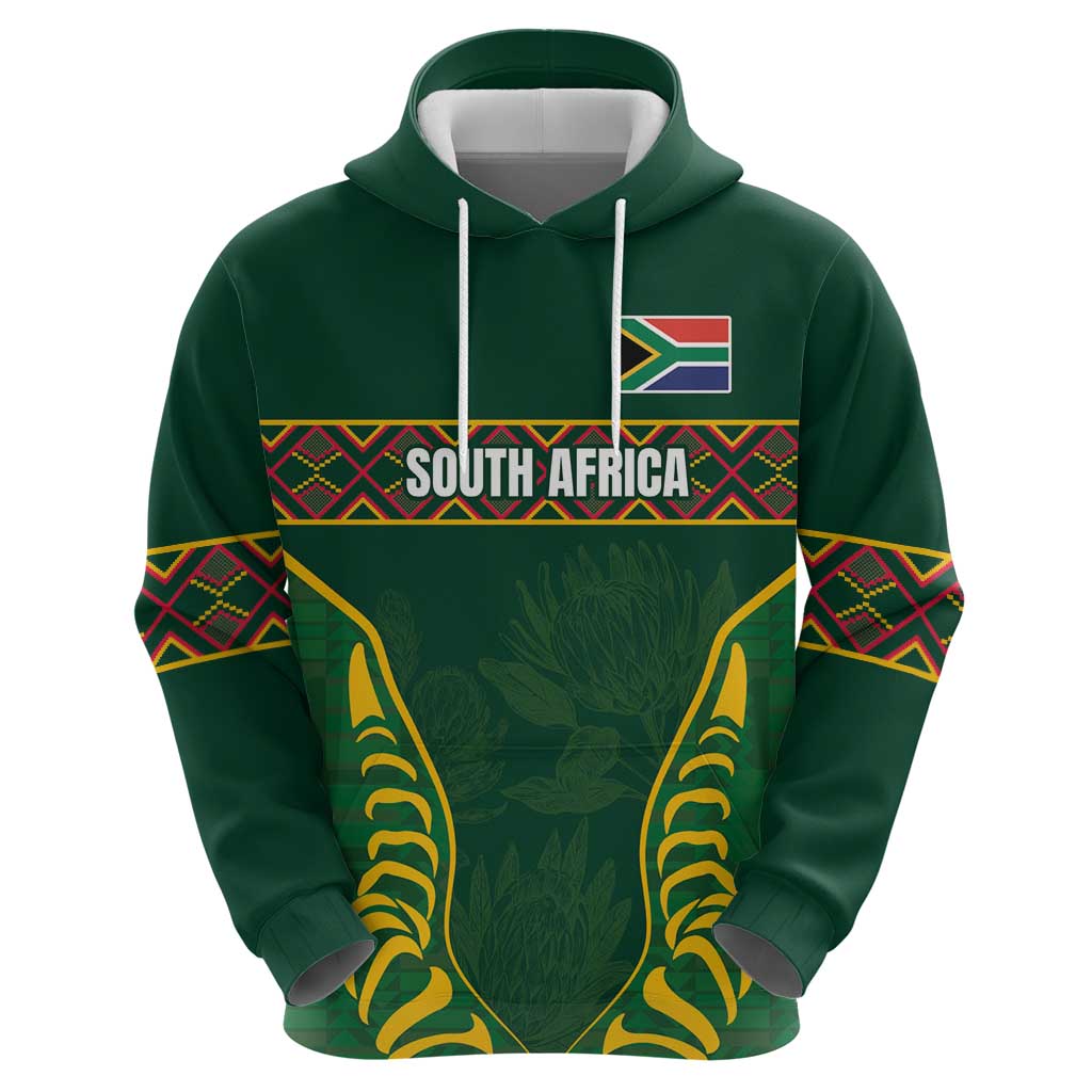 Custom South Africa Rugby Hoodie Springboks Spirit and King Protea LT03