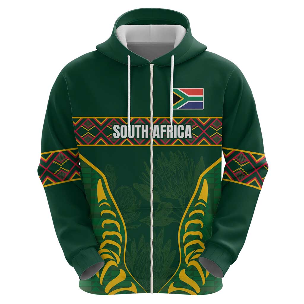 Custom South Africa Rugby Hoodie Springboks Spirit and King Protea LT03