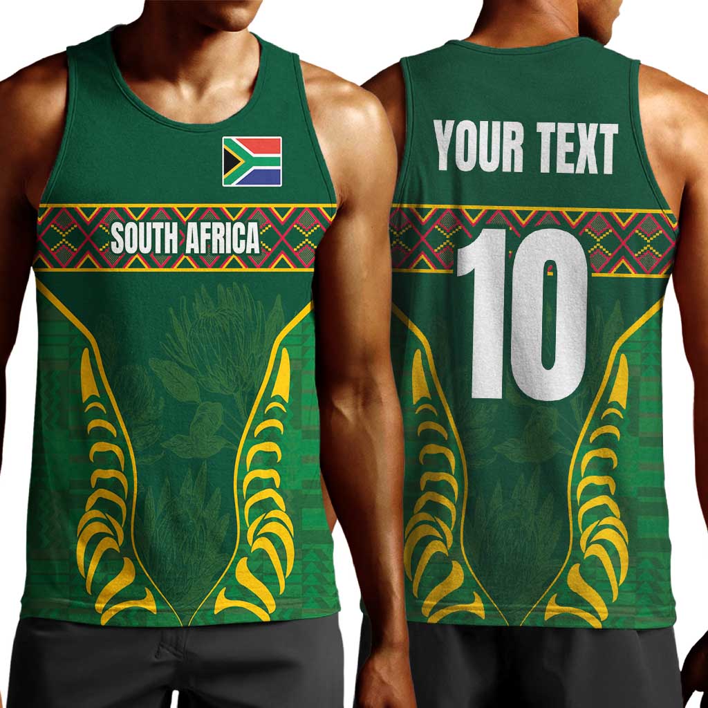 Custom South Africa Rugby Men Tank Top Springboks Spirit and King Protea LT03