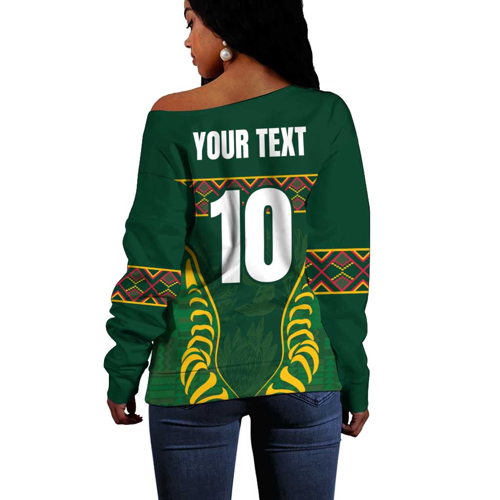 Custom South Africa Rugby Off Shoulder Sweater Springboks Spirit and King Protea LT03