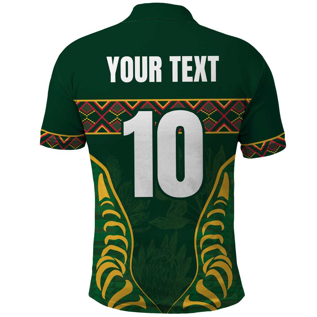 Custom South Africa Rugby Polo Shirt Springboks Spirit and King Protea LT03