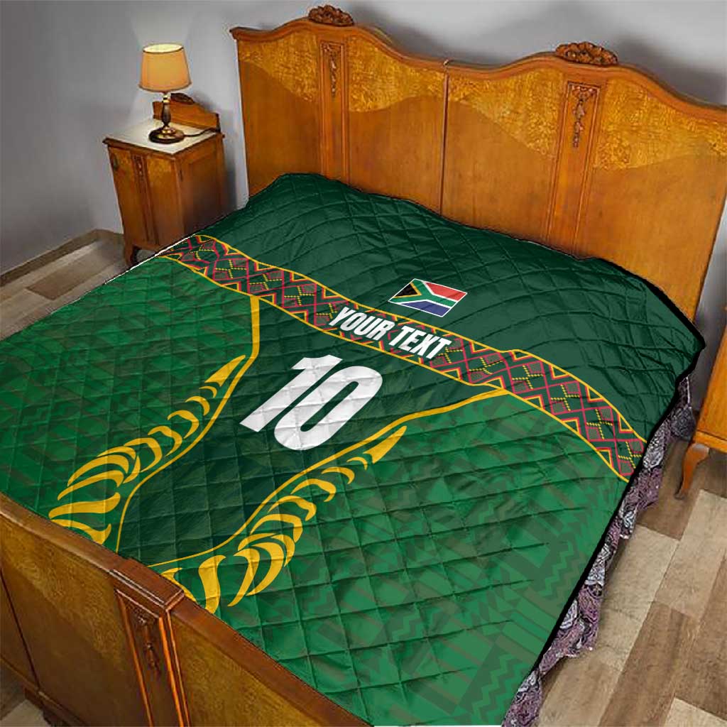 Custom South Africa Rugby Quilt Springboks Spirit and King Protea LT03