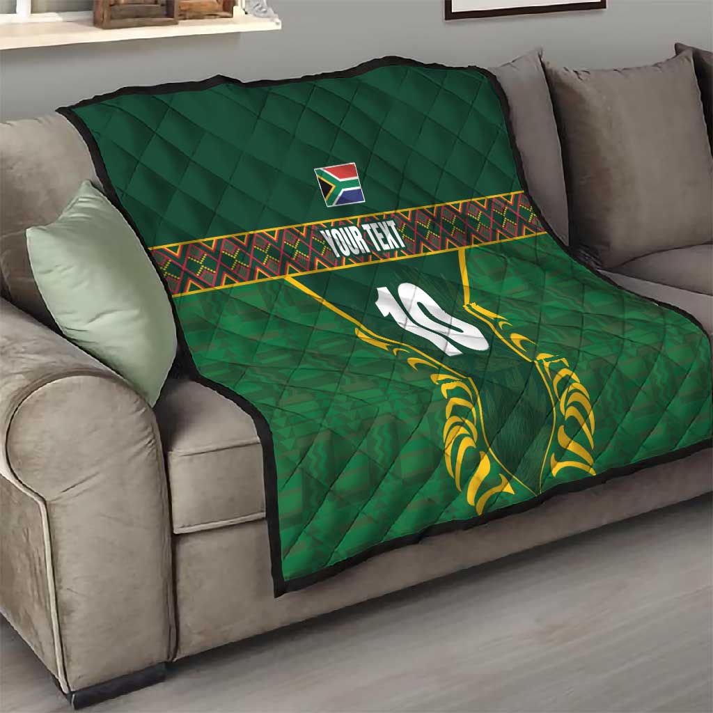 Custom South Africa Rugby Quilt Springboks Spirit and King Protea LT03